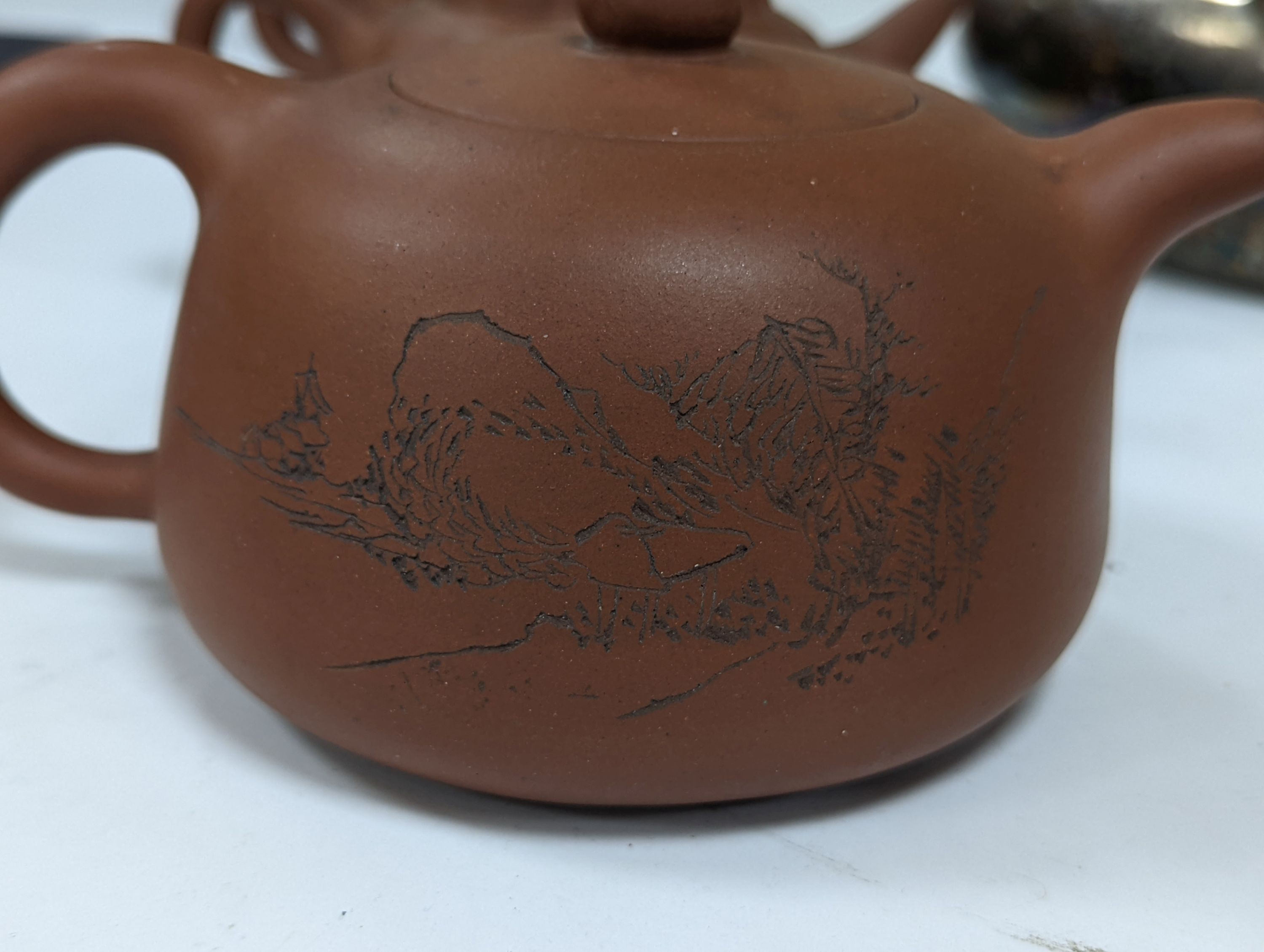 Six Chinese Yixing teapots, tallest 11cm